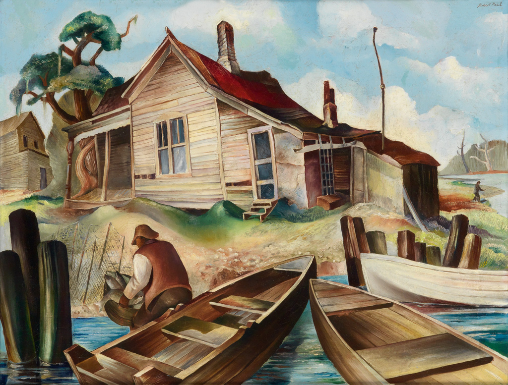 ROBERT NEAL (1916 - 1989) Untitled (Fishermans House at Rivers Edge).